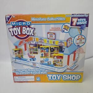 Micro Toy Box Toy Shop Playset – Collectible Mini Figures - 7 Toys- Display Play